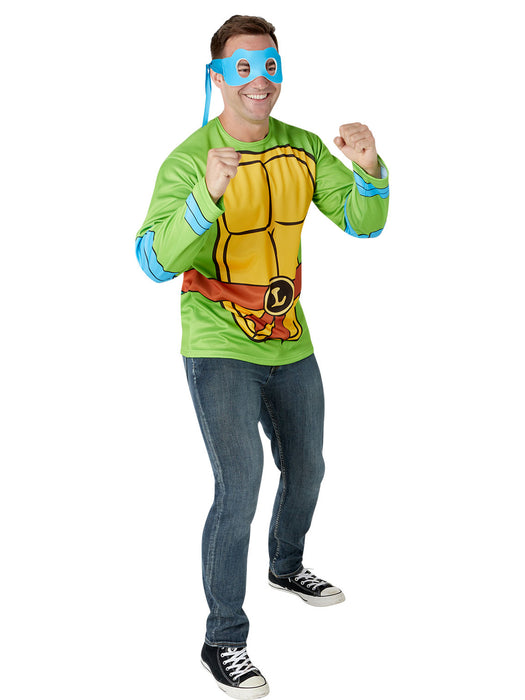 Men's Teenage Mutant Ninja Turtles Classic Leonardo Costume Top and Mask - costumesupercenter.com