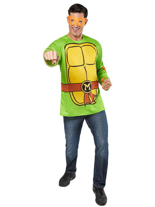 Men's Teenage Mutant Ninja Turtles Classic Michelangelo Costume Top and Mask - costumesupercenter.com