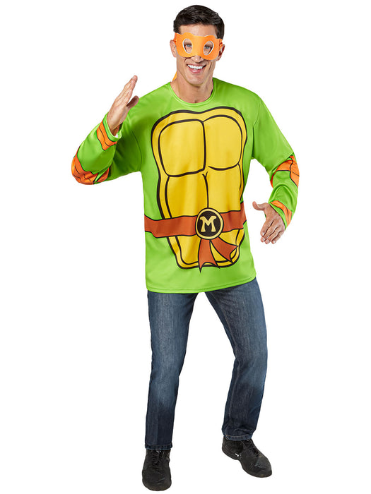 Men's Teenage Mutant Ninja Turtles Classic Michelangelo Costume Top and Mask - costumesupercenter.com