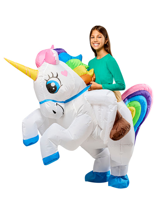 Kids' Ride on Unicorn Light Up Inflatable Costume - costumesupercenter.com