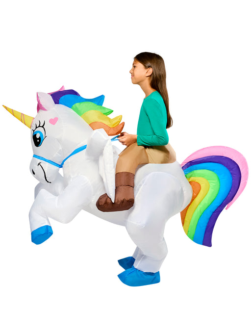 Kids' Ride on Unicorn Light Up Inflatable Costume - costumesupercenter.com