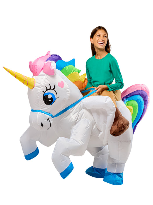 Kids' Ride on Unicorn Light Up Inflatable Costume - costumesupercenter.com