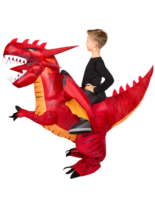 Kids' Ride on Red Dragon Light Up Inflatable Costume - costumesupercenter.com