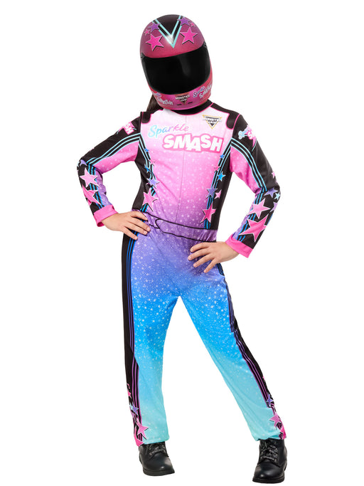 Girls' Monster Jam Sparkle Smash Jumpsuit with Mask - costumesupercenter.com