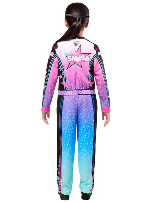Girls' Monster Jam Sparkle Smash Jumpsuit with Mask - costumesupercenter.com
