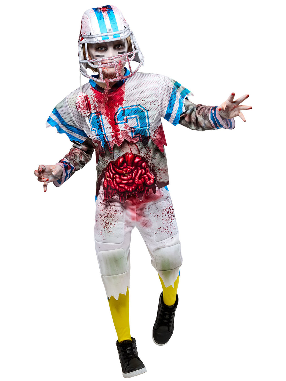 fantasy football helmets monster zombie Boys' Bloody Player Costume Option 1:2XL Beach Bulldogs HS 2013 sac