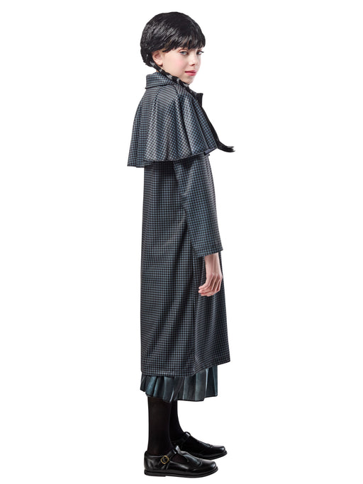 Girls' Wednesday Gray Houndstooth Print Coat - costumesupercenter.com