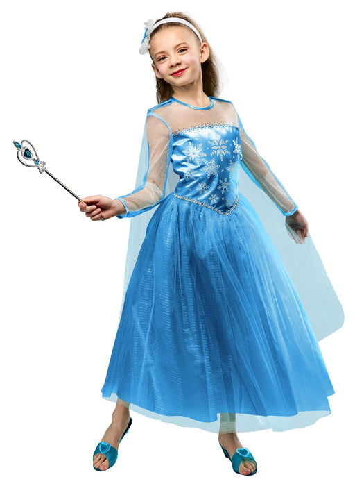 Girls' Blue Snow Princess Dress and Headband - costumesupercenter.com