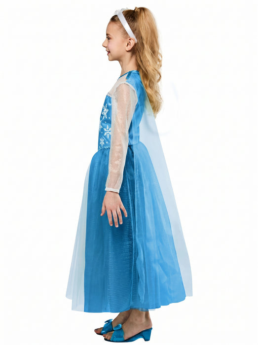 Girls' Blue Snow Princess Dress and Headband - costumesupercenter.com