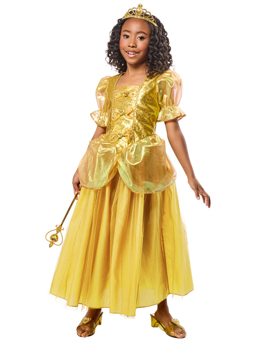 Girls' Gold Beauty Princess Dress and Tiara - costumesupercenter.com