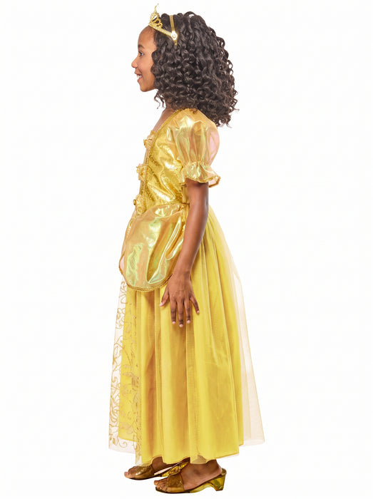 Girls' Gold Beauty Princess Dress and Tiara - costumesupercenter.com