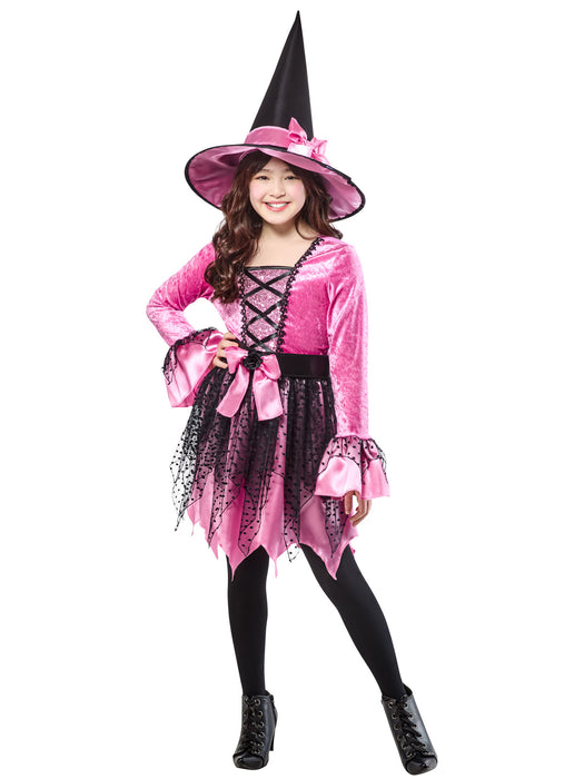 Girls' Pink Witch Costume with Hat - costumesupercenter.com