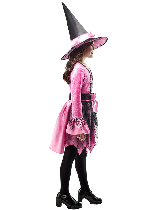 Girls' Pink Witch Costume with Hat - costumesupercenter.com