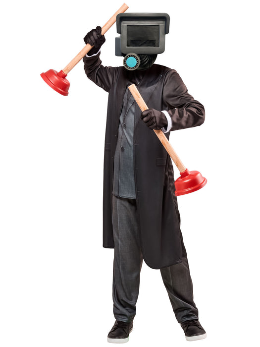 Boys' Skibidi Toilet Plungerman Costume - Deluxe - costumesupercenter.com