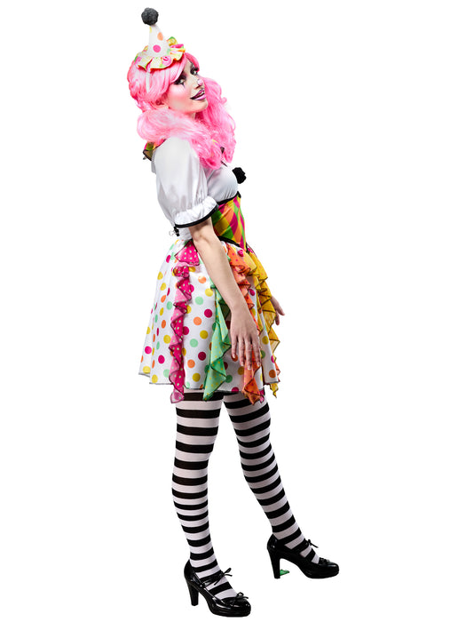 Women's Polka Dot Plaid Clown Costume - costumesupercenter.com