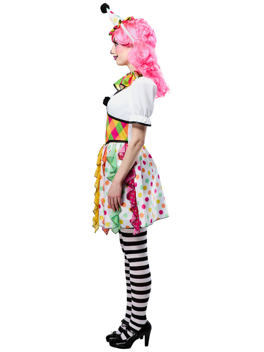 Women's Polka Dot Plaid Clown Costume - costumesupercenter.com