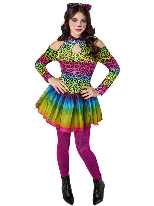 Girls' Junior Neon Leopard Costume - costumesupercenter.com