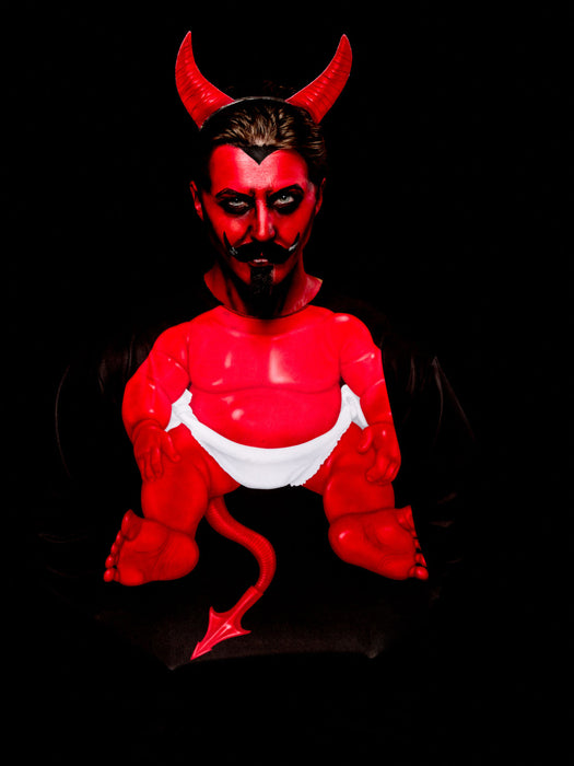 Men's Devil Baby Costume Top with Horns - costumesupercenter.com
