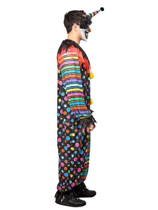 Men's Neon Clown Creep Costume with Mask - costumesupercenter.com