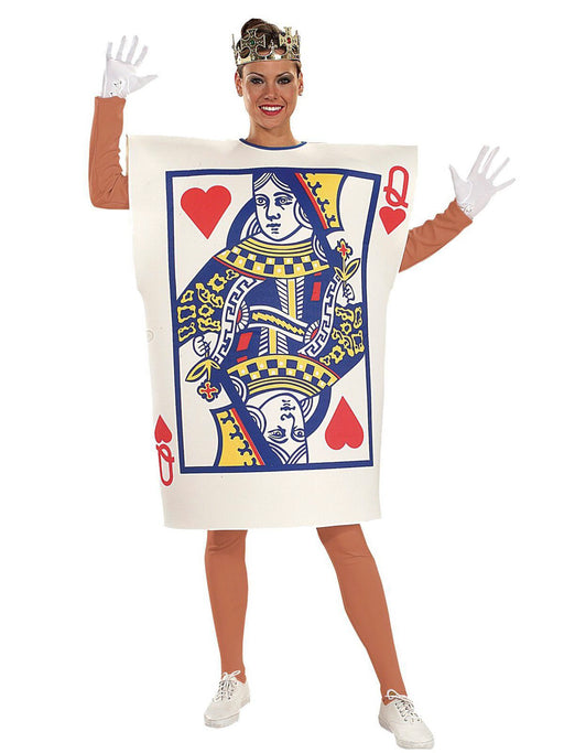Adult Queen Of Hearts Playing Card Costume and Crown - costumesupercenter.com