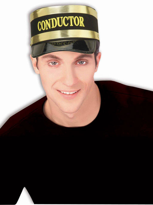 Adult Black and Gold Conductor Hat - costumesupercenter.com