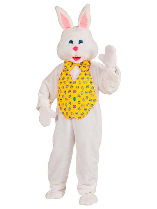 White Easter Bunny Mascot W Yellow Vest Adult Costume - Standard - costumesupercenter.com