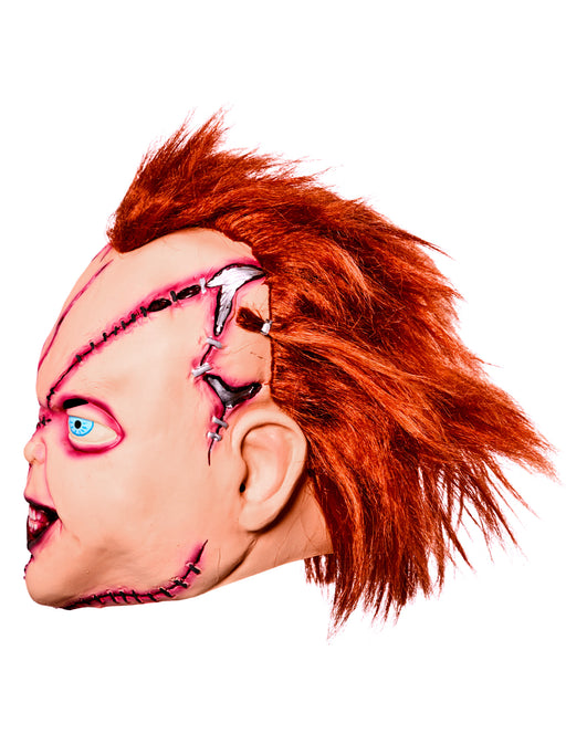 Men's Bride of Chucky Overhead Latex Chucky Mask with Hair and Stitches - costumesupercenter.com