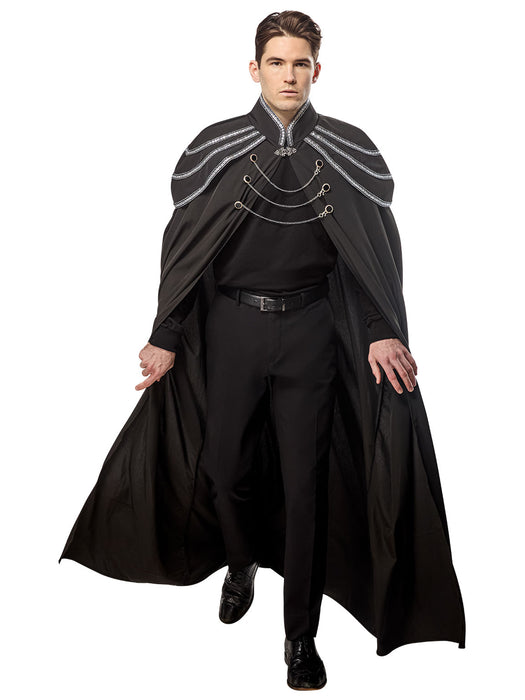 Adult Black Full Length Renaissance Cape with Chain Accents - costumesupercenter.com