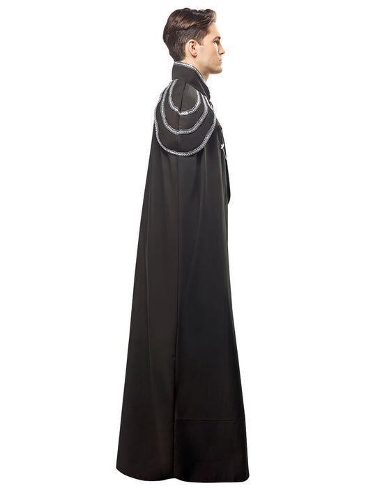 Adult Black Full Length Renaissance Cape with Chain Accents - costumesupercenter.com