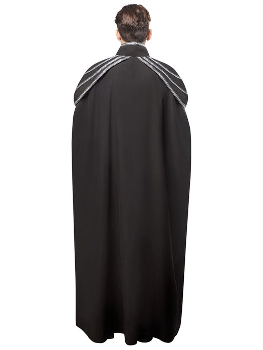 Adult Black Full Length Renaissance Cape with Chain Accents - costumesupercenter.com