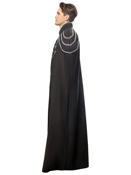Adult Black Full Length Renaissance Cape with Chain Accents - costumesupercenter.com