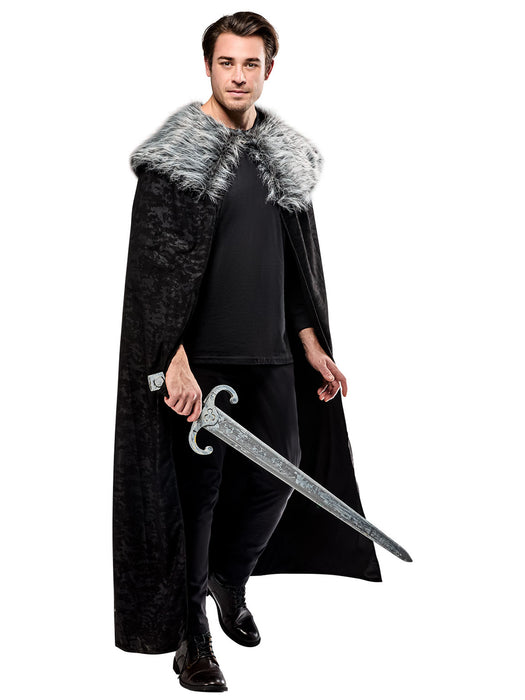 Adult Black Full Length Cape with Faux Fur Collar - costumesupercenter.com