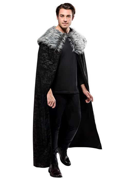 Adult Black Full Length Cape with Faux Fur Collar - costumesupercenter.com