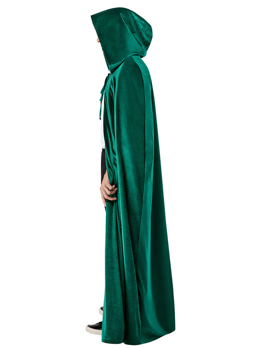 Adult Green Full Length Hooded Renaissance Cloak - costumesupercenter.com