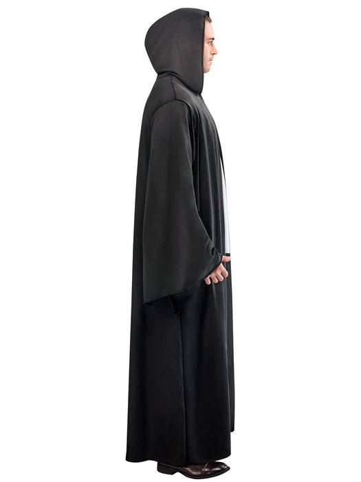 Adult Black Full Length Hooded Renaissance Cloak - costumesupercenter.com