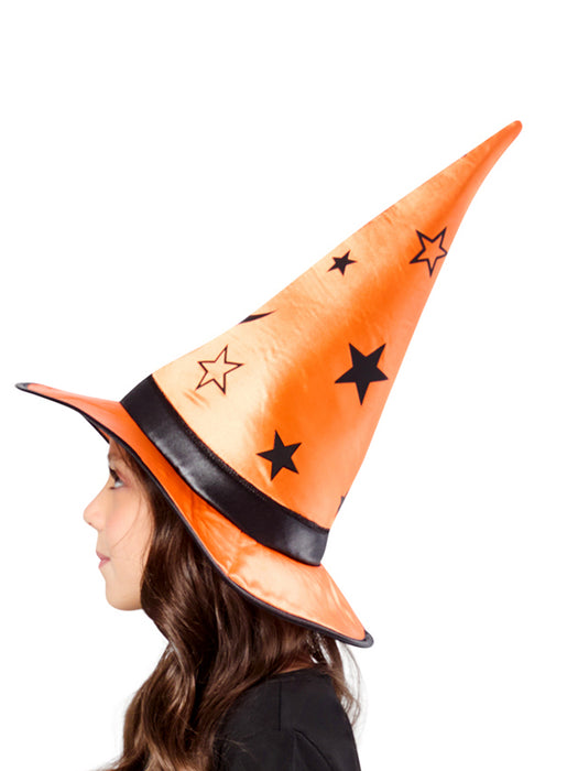 Kids' Orange and Black Celestial Witch Hat - costumesupercenter.com