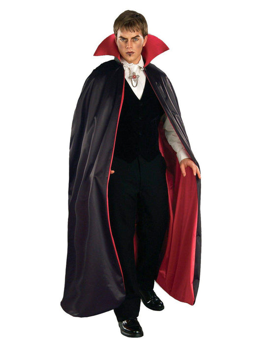 Reversible Deluxe Lined Vampire Cape (Red/Black) - costumesupercenter.com