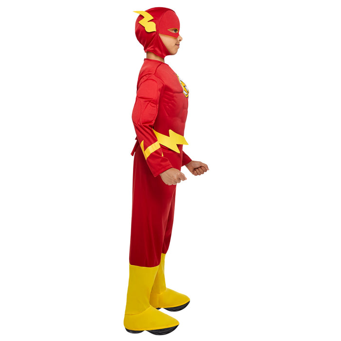 Kids' Justice League Flash Deluxe Muscle Chest Costume - costumesupercenter.com
