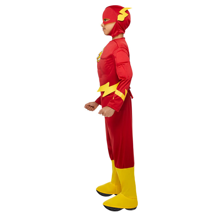 Kids' Justice League Flash Deluxe Muscle Chest Costume - costumesupercenter.com