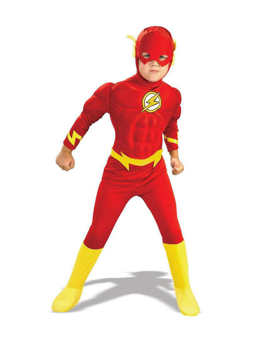 Kid's Justice League Flash Deluxe Muscle Chest Costume - costumesupercenter.com