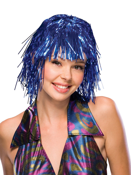 Adult Blue Tinsel Wig - costumesupercenter.com