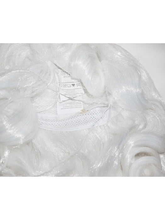 Men's White Santa Beard And Wig Set - Super Deluxe - costumesupercenter.com