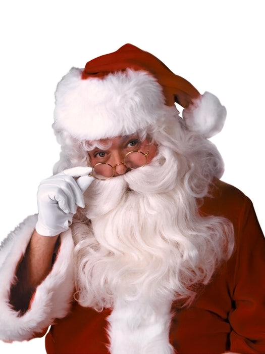 Men's White Santa Beard And Wig Set - Super Deluxe - costumesupercenter.com