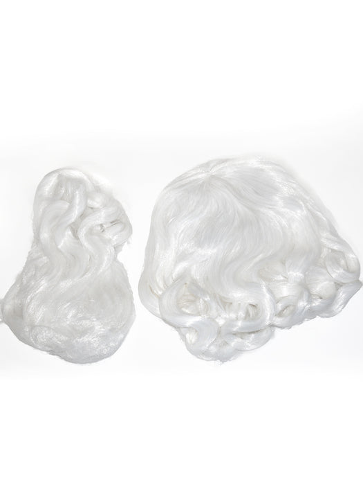 Men's White Santa Beard And Wig Set - Super Deluxe - costumesupercenter.com