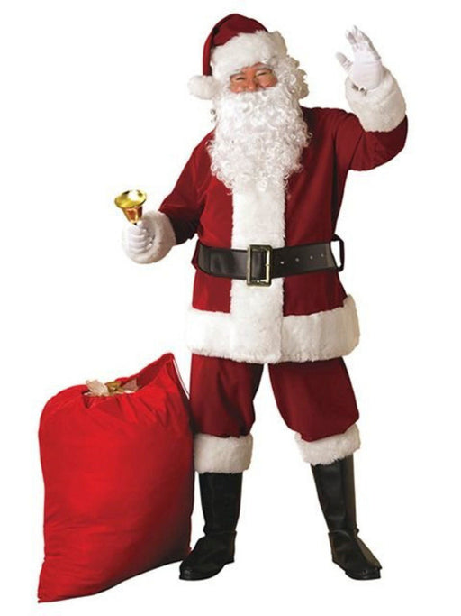 Adult Crimson Regal Plush Santa Suit - costumesupercenter.com