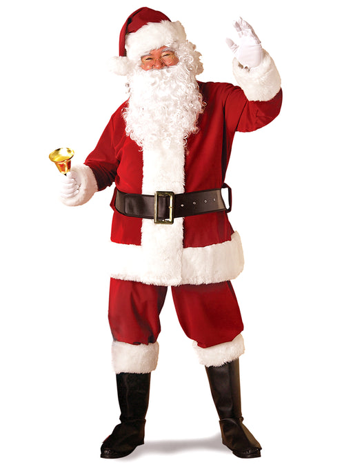 Adult Crimson Regal Plush Santa Suit - costumesupercenter.com