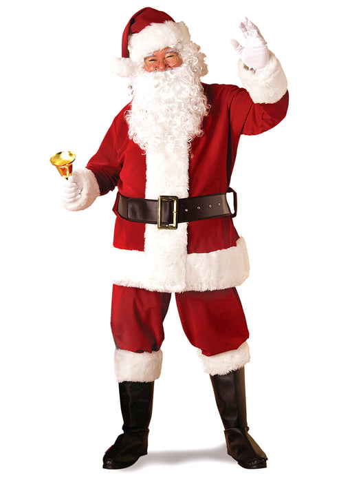 Adult Crimson Regal Plush Santa Suit - costumesupercenter.com