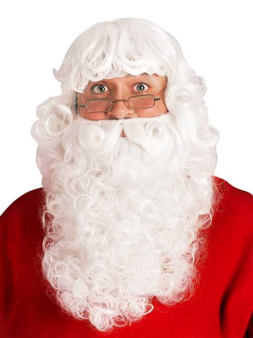Men's White Santa Beard and Wig Set - Professional - costumesupercenter.com