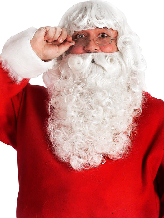 Men's White Santa Beard and Wig Set - Professional - costumesupercenter.com
