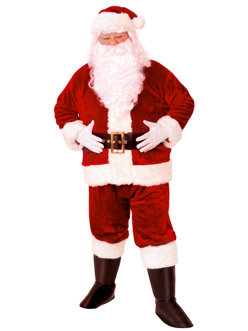Santa Suit Crimson Imperial Plush Adult Costume - costumesupercenter.com